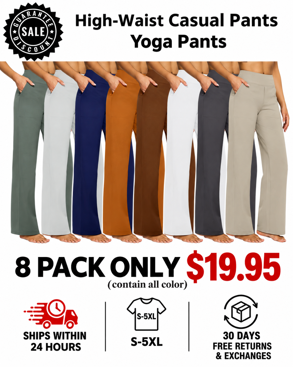 [Clearance] Women's High-Waisted Business Casual Wide Leg Pants with Pockets