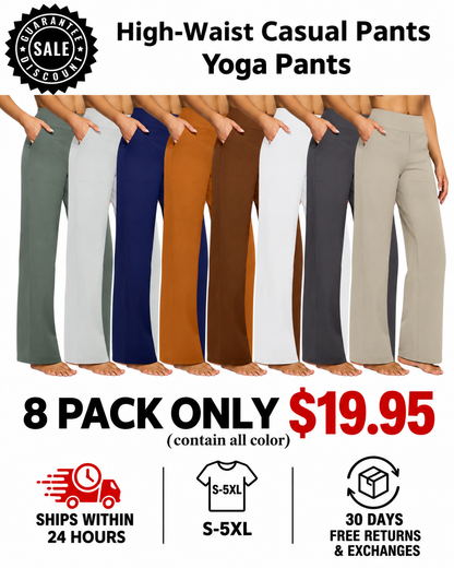 [Clearance] Women's High-Waisted Business Casual Wide Leg Pants with Pockets