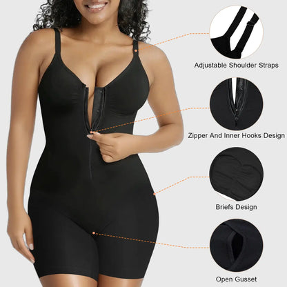 🔥Last Day Sale - 90% OFF-SHAPERX Women Tummy Control Zip-Up Shapewear Bodysuit Breathable Stretch Mesh
