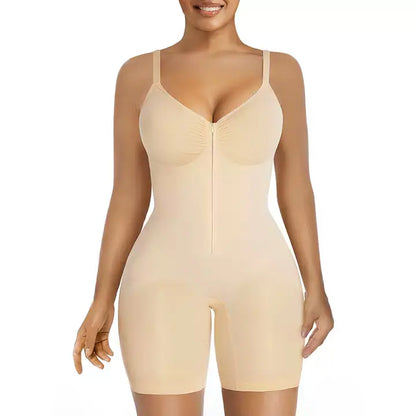 🔥Last Day Sale - 90% OFF-SHAPERX Women Tummy Control Zip-Up Shapewear Bodysuit Breathable Stretch Mesh