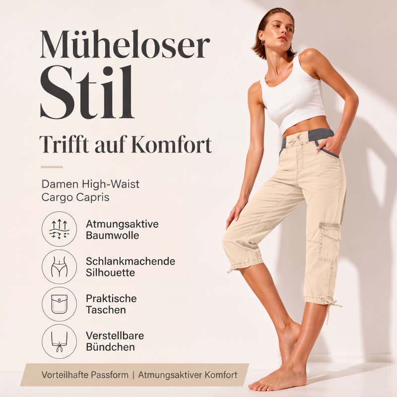 [Last Day Promotion]High-Waisted Cargo Capri Pants for Women