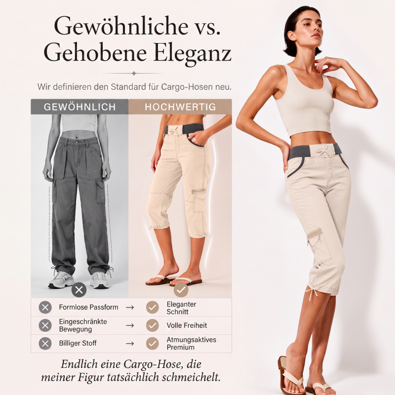 [Last Day Promotion]High-Waisted Cargo Capri Pants for Women