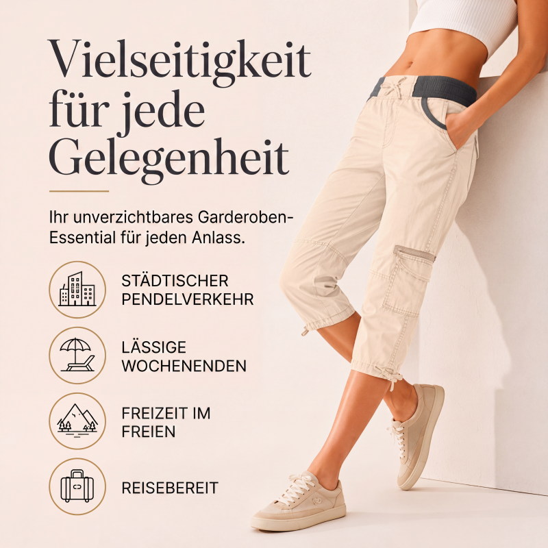 [Last Day Promotion]High-Waisted Cargo Capri Pants for Women