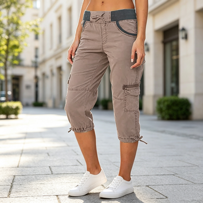 [Last Day Promotion]High-Waisted Cargo Capri Pants for Women