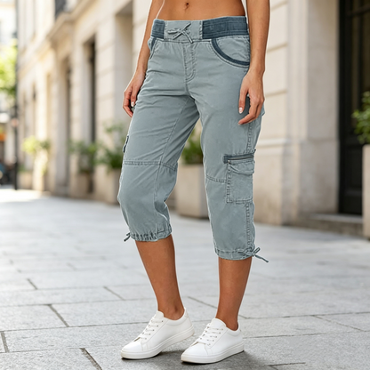 [Last Day Promotion]High-Waisted Cargo Capri Pants for Women